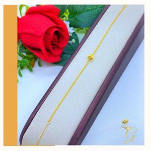 18K Real Gold Bead Bracelet 6.5-7.5 “